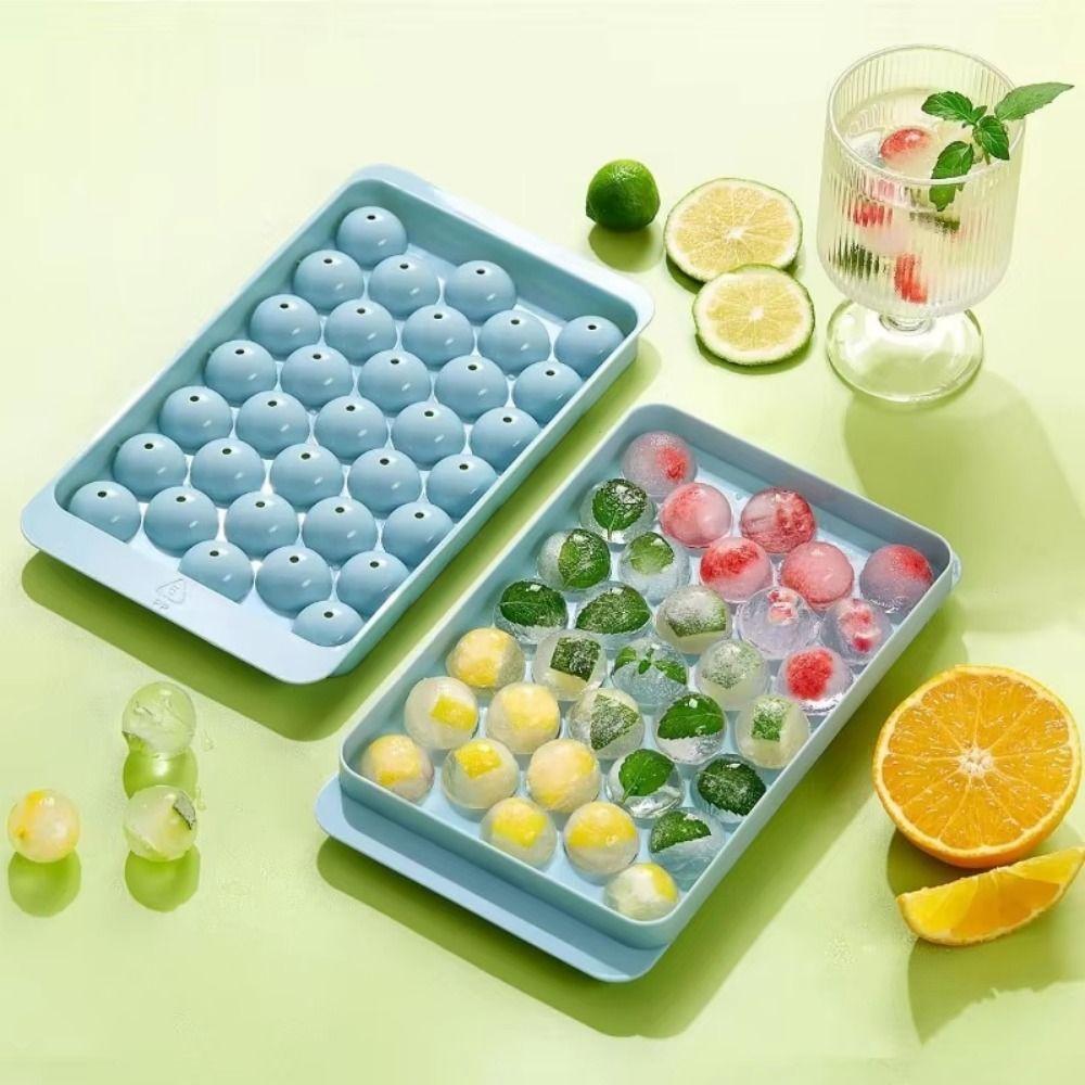 With Ice Shovel Ice Cube Molds 3 Layer Round Ice Cube Trays Ice Cube Maker Box  Household