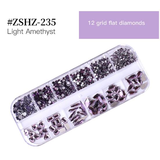 1 Set 12 Grids Nail Assorted Shape Glass Art Rhinestone Kit Flatback Rhinestone DIY Nail Design