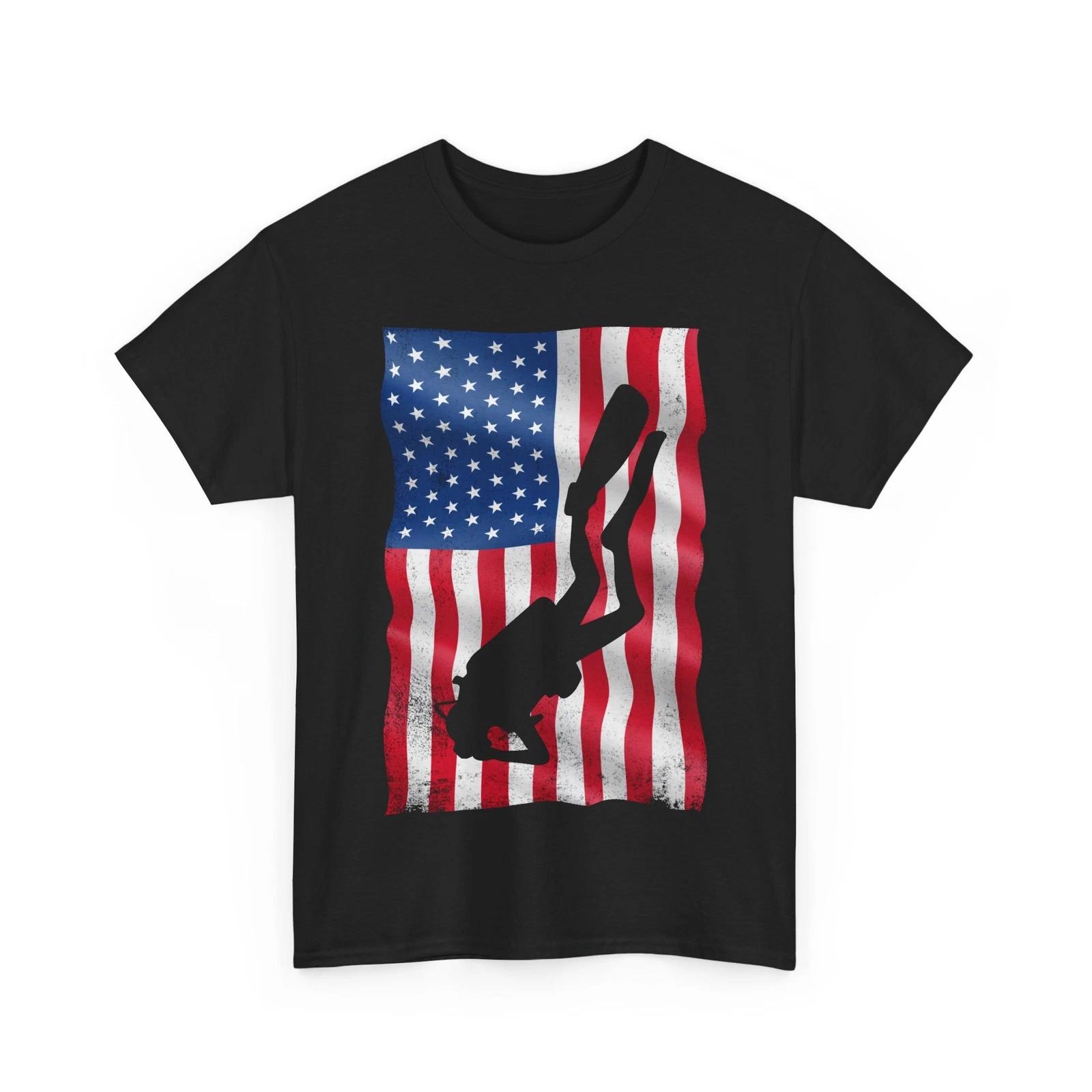 Scuba Diving Shirt, American Flag Scuba Diver Diving Lovers Women Men Shirt S