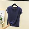 Plus Size Women's Slim Fit Solid Crew Neck Modal T-Shirt - Korean Style Summer Top