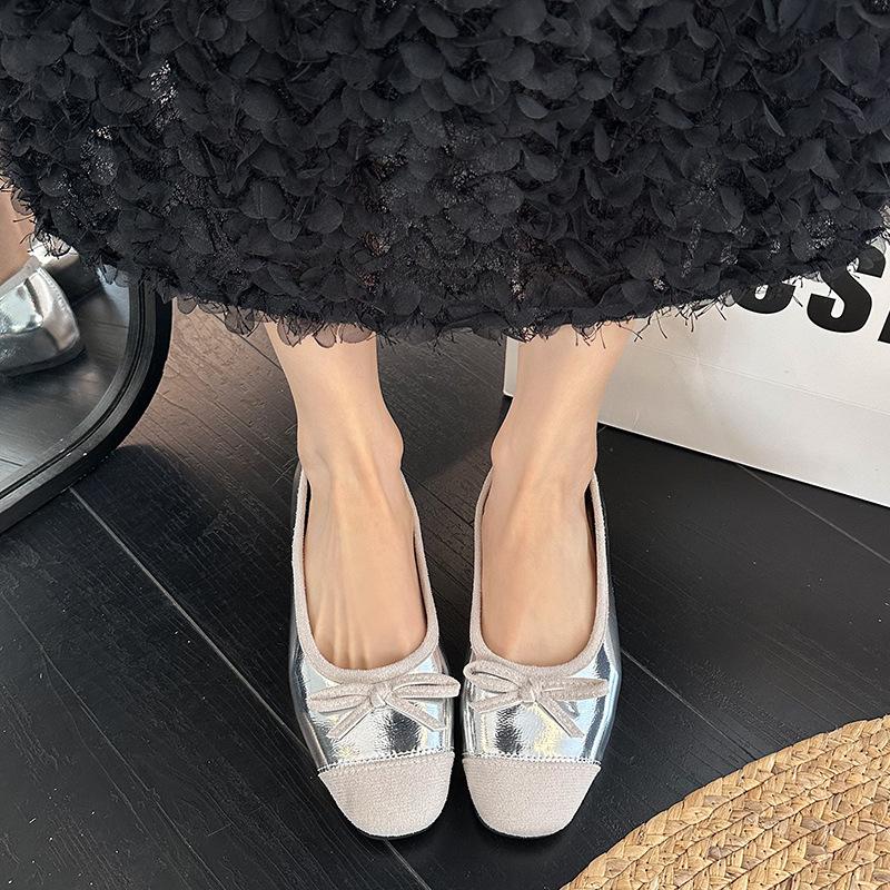 

Flat silver single shoes women s new summer skirt ballet beanie shoes Mary Jane gentle evening shoes 35 серебряный