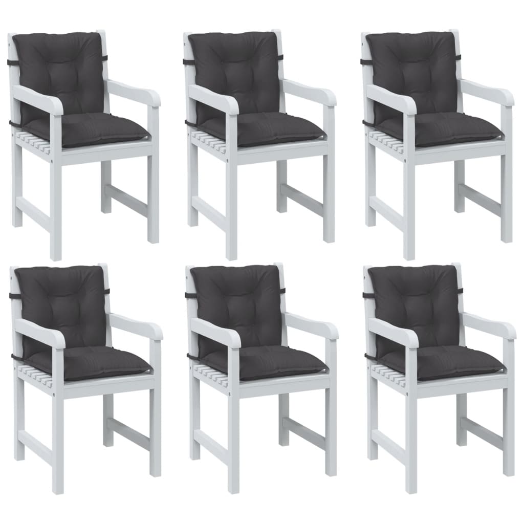 Low Back Chair Cushions 6 Pcs Melange Anthracite 100 X 50 X 7 Cm Fabric