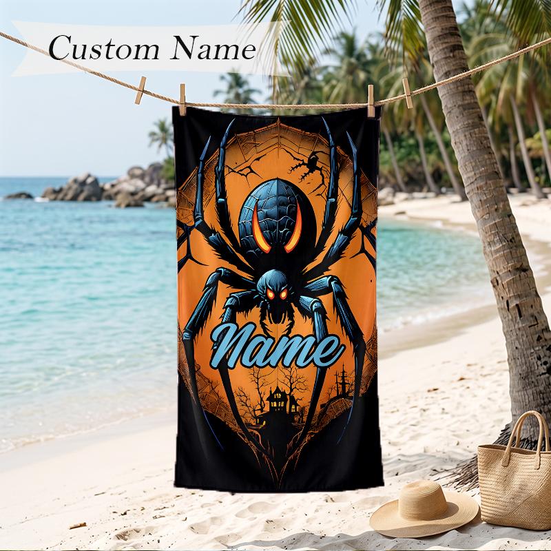 Halloween Custom Name Printed Beach Towel Personalized Soft Towel For Swimming Beach Travel