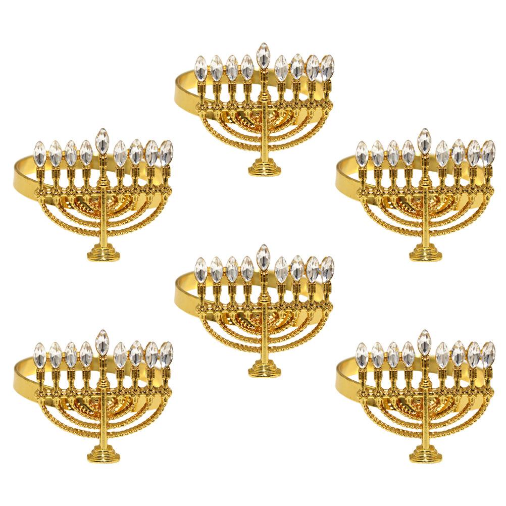 6 Pcs Napkin Ring White Tray Hotel Holders Decorative Buckles Bracket Metal Rings Alloy Menorah Adornment Shaped