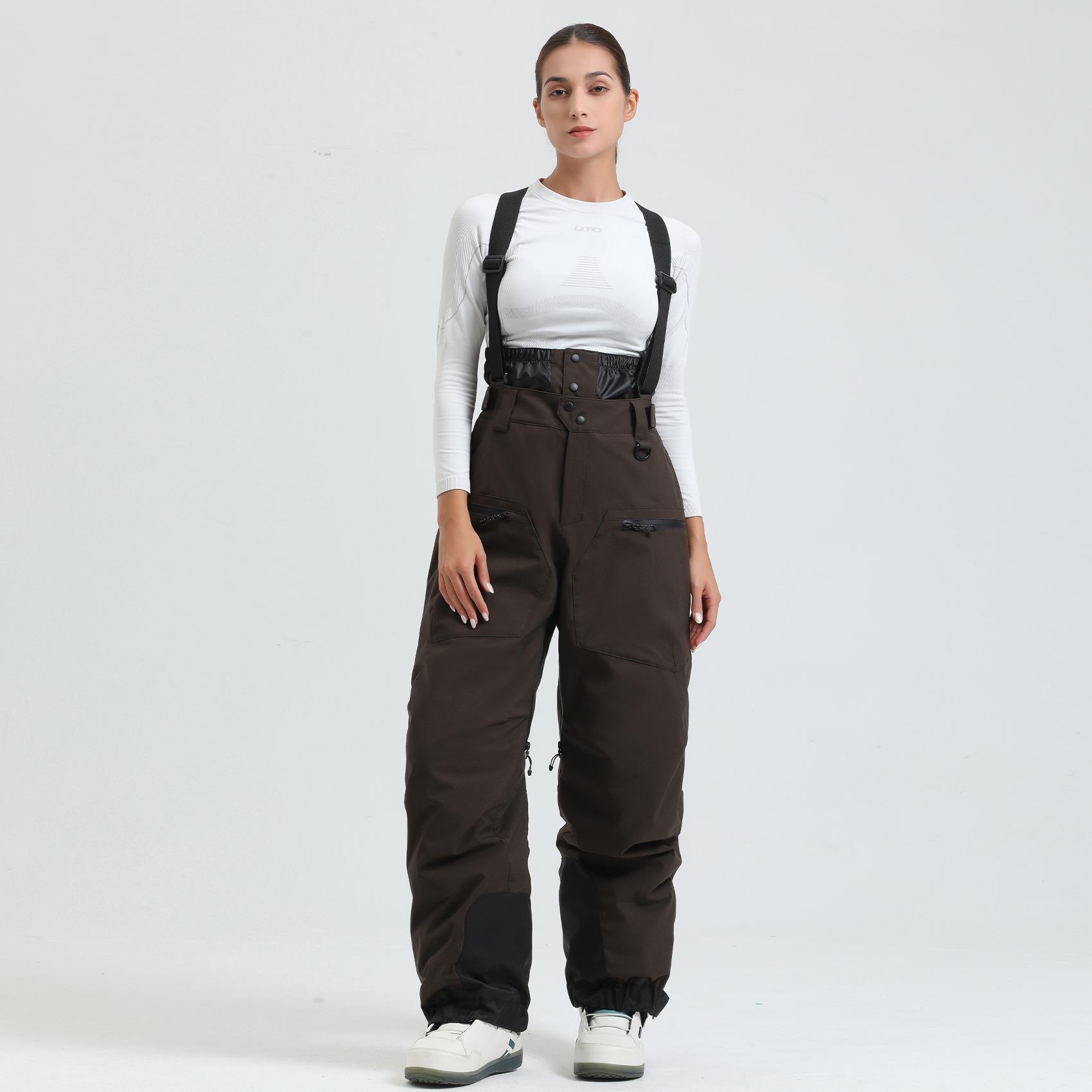 

2025 New Unisex Ski Pants Women Windproof Waterproof Snow Pant Warm Breathable Thickened Winter Outdoor Snowboarding Trousers XL кавовий