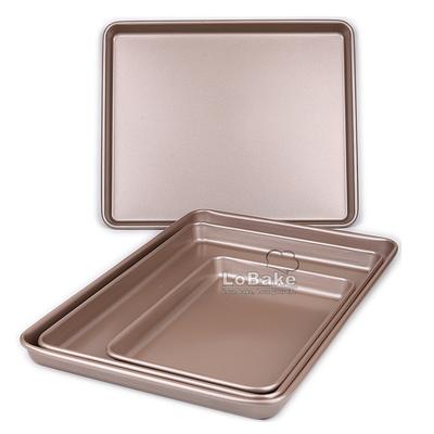 10 12 13 15 Inches 2.5cm Height Shallow Rectangle Heavy Thick Golden Nonstick Carbon Steel Baking Pan Cookie Holder Oven Tray