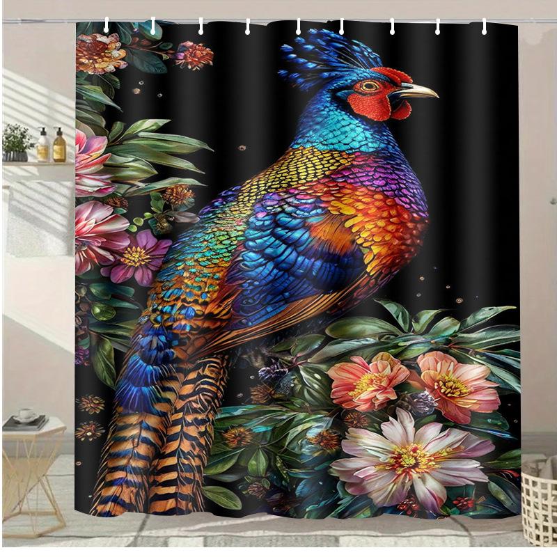 Black And White Line Animals Washable Dirt-Resistant Shower Curtain Shower Head Waterproof Polyester Bath Curtain For Home Decor