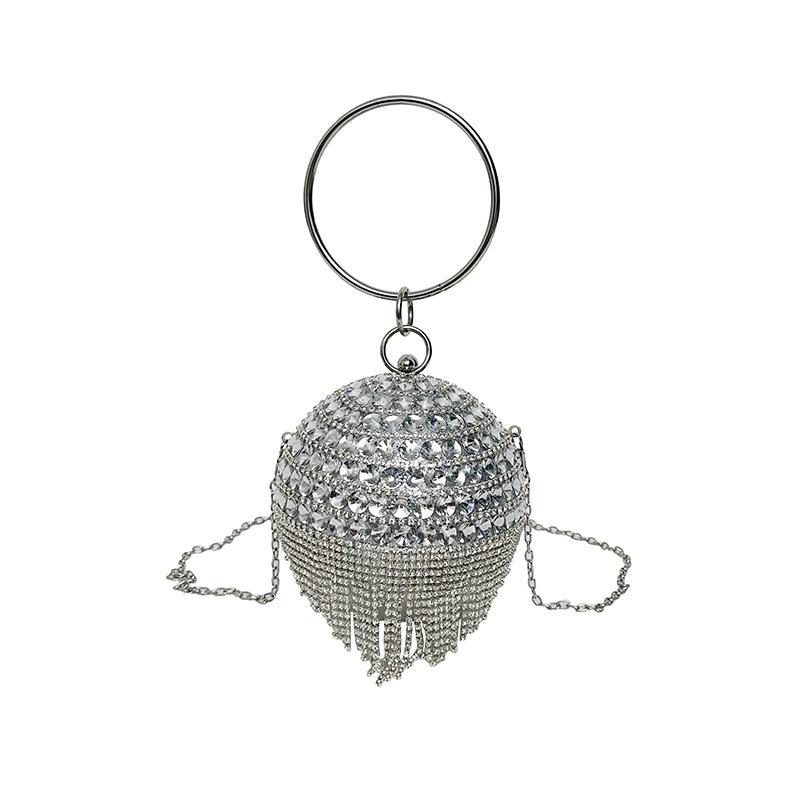 

Luxury Elegant Evening Bag Round Pearl Clutch Purse Handbag Ring Handle For Women Bride Bridesmaid Wedding Party Handbag Purses