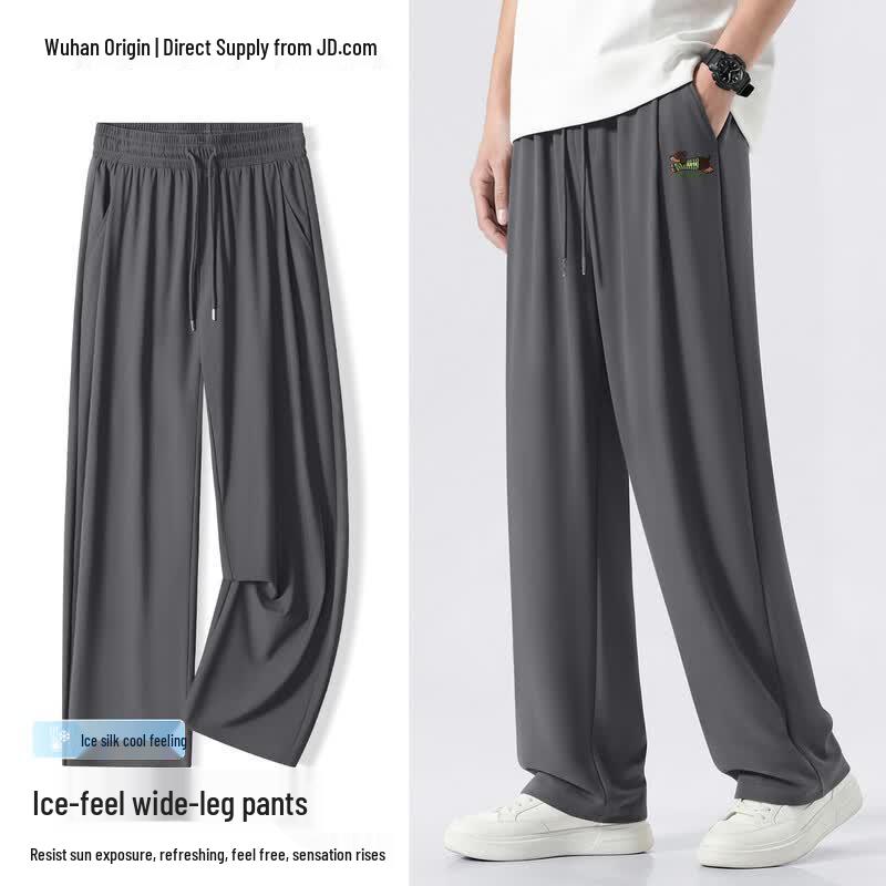 BVVOGUTT Men s 2026 Summer Korean Style Ice Silk Wide-Leg Casual Pants XL