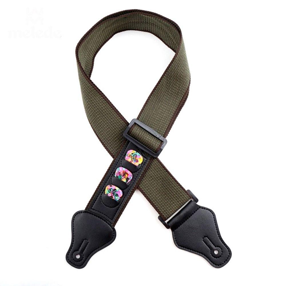 Retro Adjustable Guitar Strap Cotton Non Slip Electric Guitar Strap With 3 Guitar Pick Holders Guitar Accessories Bass Belt