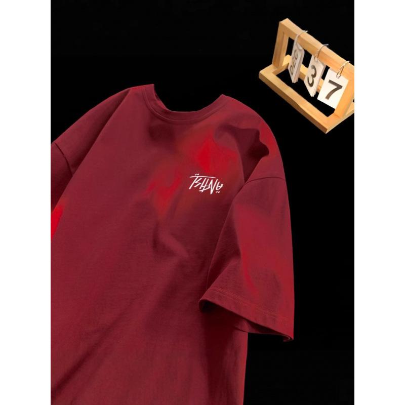 Cotton short-sleeved T-shirt men's new summer retro simple top youth large size T-shirt