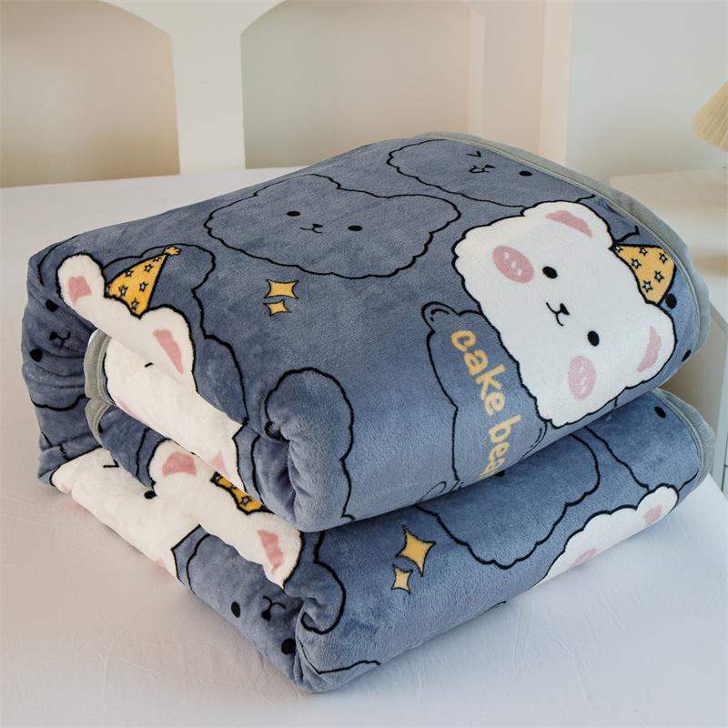 Cartoon Pattern Thick Flannel Blanket Lightweight Warm Nap Throw Blanket for Sofa All Season Cozy Soft Plush Bedspread Bed Sheet