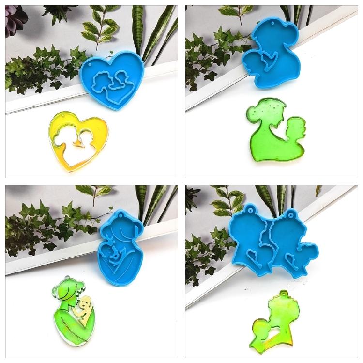 Eltern-Kind Silikonform für Schlüsselanhänger Schmuckherstellung, DIY Anhänger Charms Form