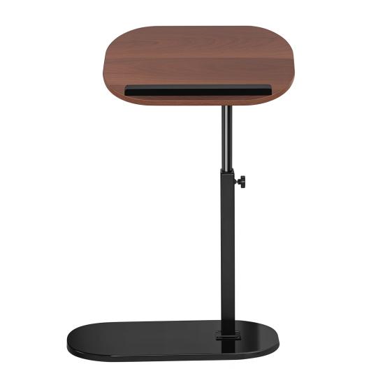C Shaped End Table Adjustable Height Skinny Side Table 360 Degree Swivel TV Tray Table Night Stand with 2-Tier Storage Shelf Reversible Couch Table