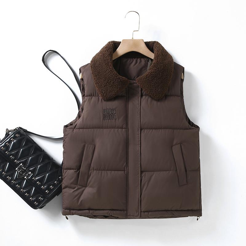 

Women s loose and fashionable casual solid color vest for autumn and winter M кофейный
