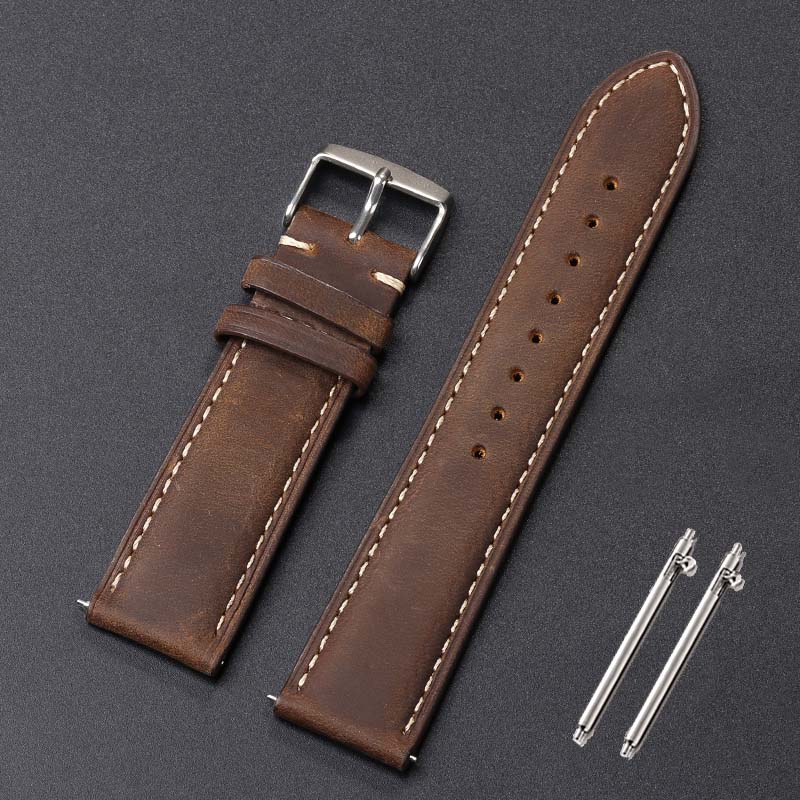 18mm 20mm 22mm Watchband Genuine Leather Watch Strap Replacement Belt Vintage Brown Strap Quick Release Bracelet for Men Women