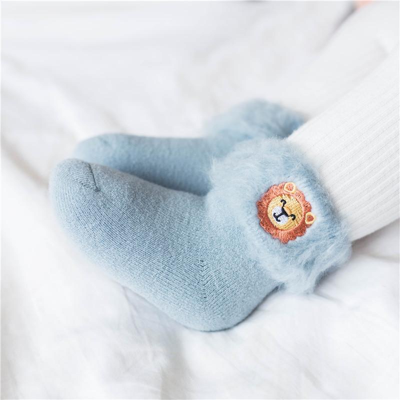 0-3Years  Warm Newborn Sock Kawaii Cartoon Animal Sock for Toddler Boy Girl Lovely Autumn Winter Thicken Plush Calf Sock for Baby