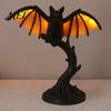 Vintage Style Accent Lighting Black Bat Table Lamp, Resin Gothic Decorative Night Light, Retro Seasonal Holiday Ornament Desk Lamp for Bedroom Living