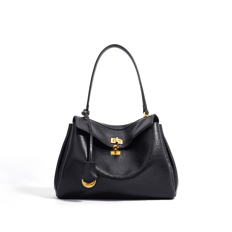 

Новая женская сумка-тоут из коровьей кожи большой вместимости, универсальная, нишевая, повседневная, кожаная, женская, высокого класса, на плечо/подмышку