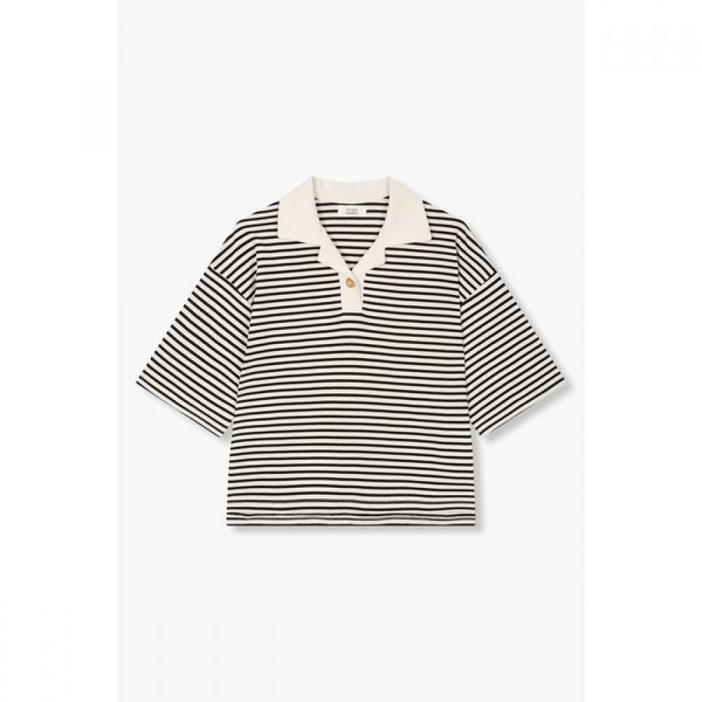 

STudio Tomboy STripe Collar T shirT 9175322999 ivory (06)/OS(FREE)