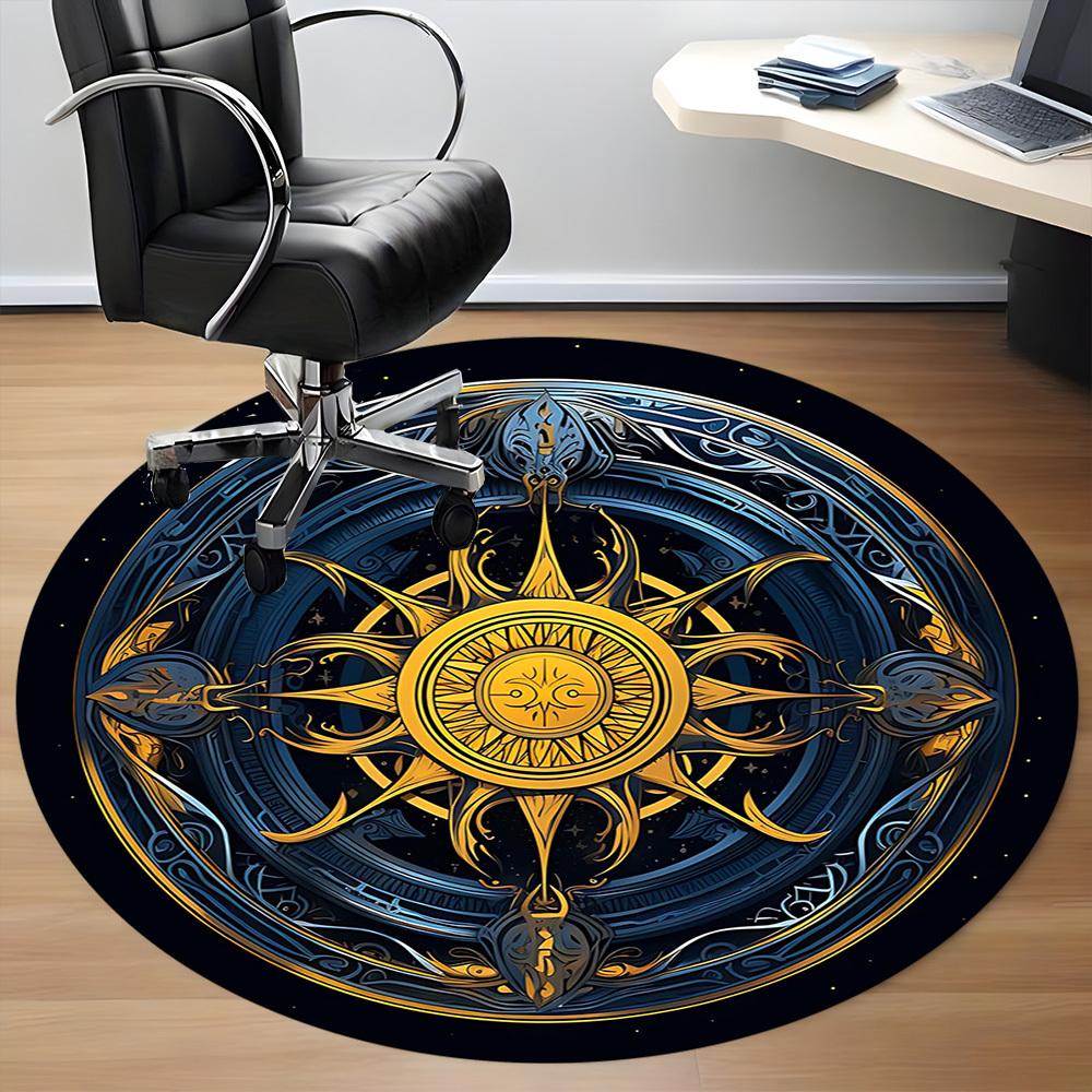1PCCelestial Mandala Office Round Area Rug,  Mat Suitable For Office, Under Office Chairs Bedroom Living Room Home Decor, Room Deco