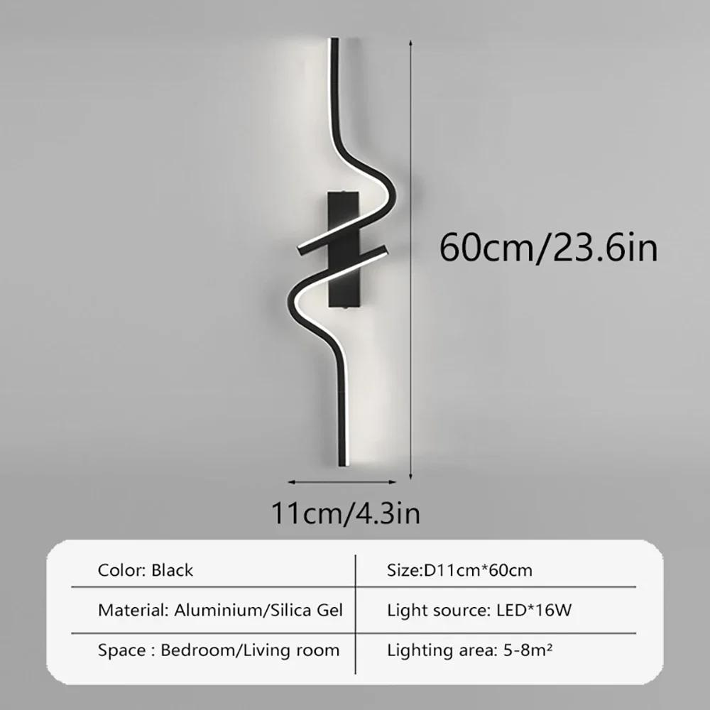 Modern LED 60/80/100cm Wall Lamp Black Aluminium Lights For Entrance Hallway Corridor Bedside Decorative Illumination Fixtures