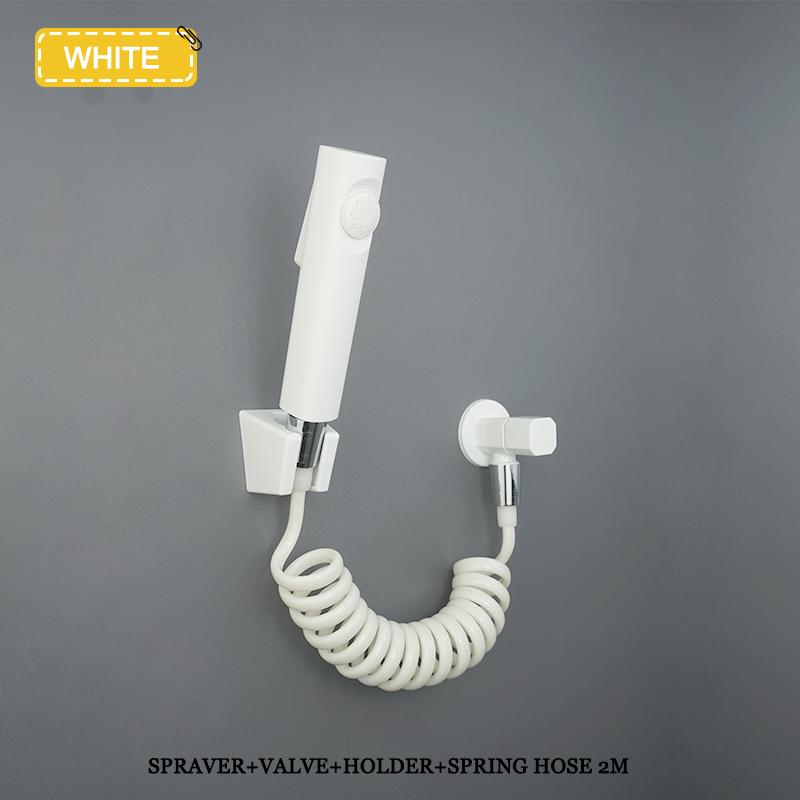 Set Bidet Portatile con Doccetta a Mano Montaggio a Parete Bianco Pistola a Spruzzo Doccia Portatile Rubinetto Risciacquo ad Alta Pressione Spruzzatore Accessori Bagno