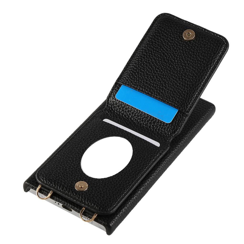 For Samsung Galaxy S24 Ultra Case with Card Holder,Shoulder Strap PC+TPU Ring Kickstand Phone Back Cover