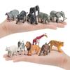 12Pcs Realistic Wild Animal Static Model Hippo/Zebra/Elephant/Giraffe/Bear Miniature Figurines DIY Scene Decoration Simulated Animal Statue Models