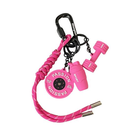 Fitness Keychain Weightlifting Fitness Equipment Charm with Keyring Weight Plate Dumbbell Key Chain Bag Backpack Charm Gift for Gym Enthusiasts