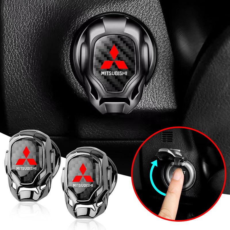 Car One-Click Start Buttons Protective Cover Decoration Emblem For Mitsubishi Pajero Outlander XL Montero Lancer Triton l200