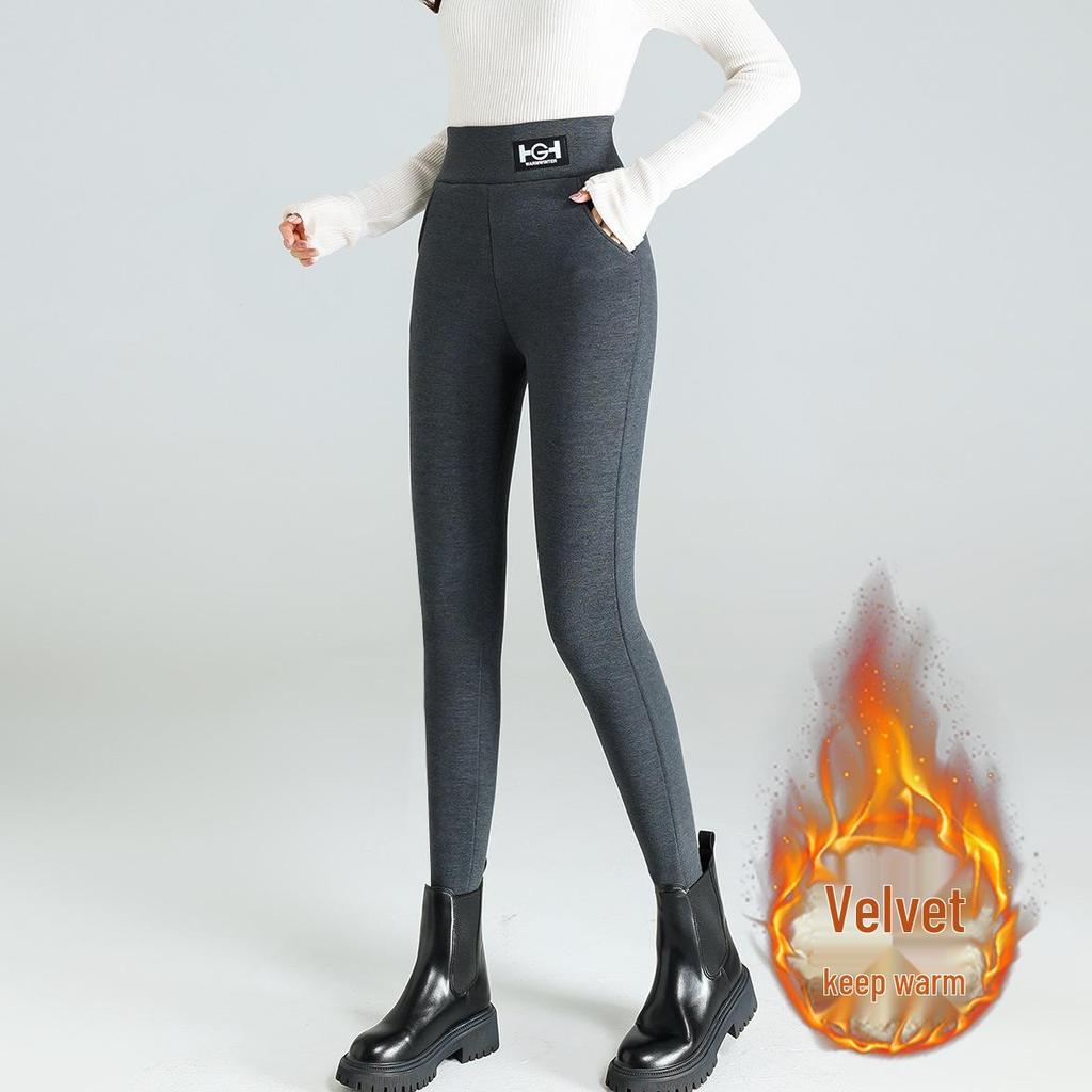 Tjocka Leggings med Fleecefoder för Kvinnor: Hög midja, Lammull, Perfekt för höst och vinter