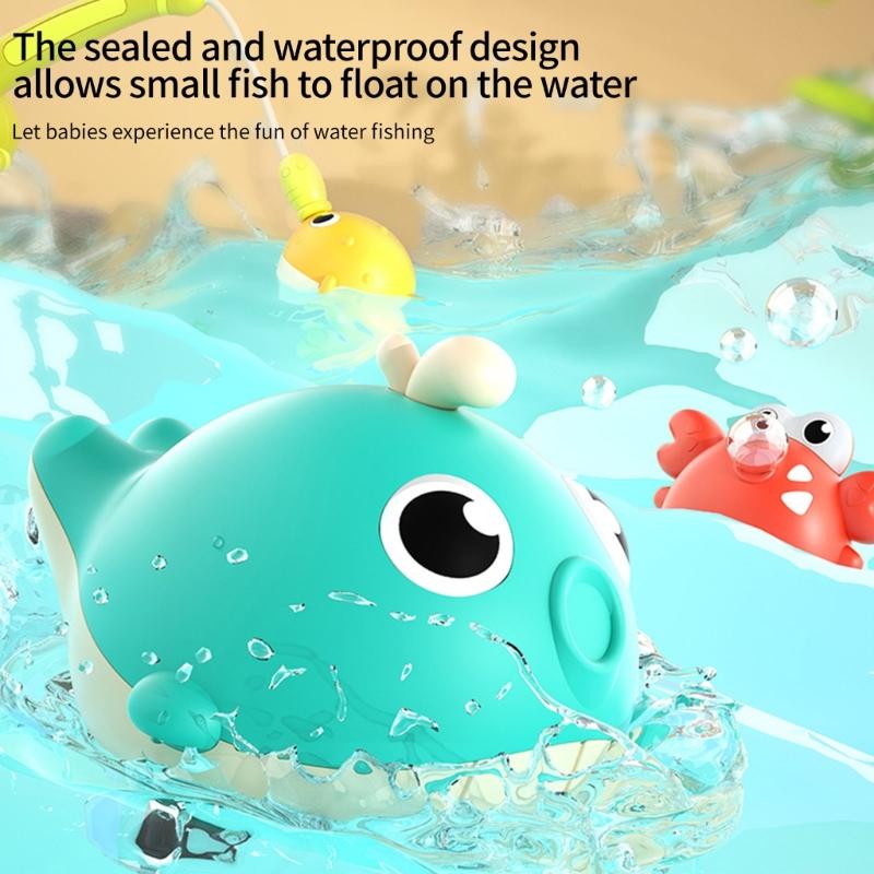 Interactive Light Up Bath Time Fishing Game with Model Fish Toy and Magnetic Fishing Rod Safe Bathtub Toy For Toddler