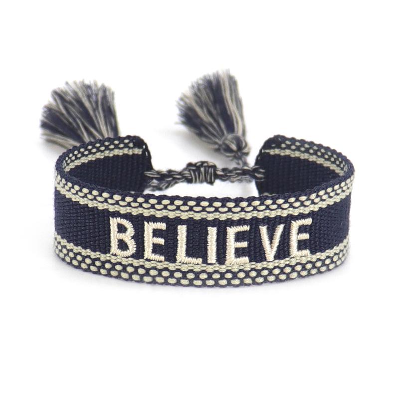 Handmade European Style Embroidered Love Bracelet with Tassels for Girls