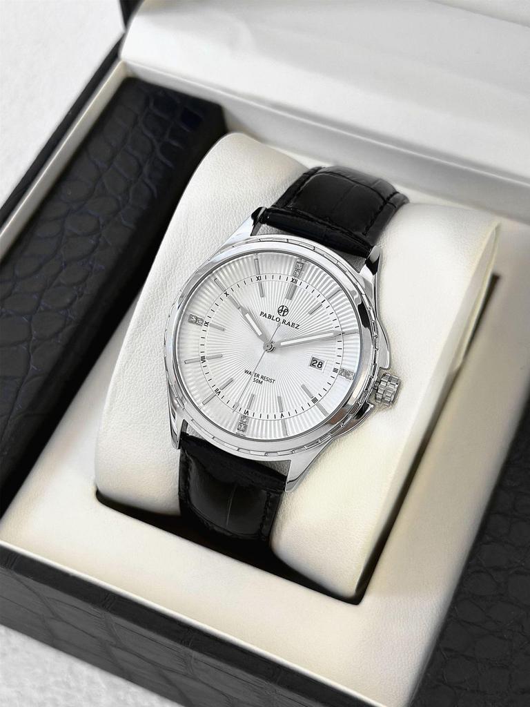 Herrenarmbanduhr mit Schleichender Sekunde und Fächermuster - Stilvolle, hochwertige Freizeituhr