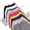 Women's Summer Cotton Linen Trousers Solid Color Elastic Waist Wide-leg Short Pants
