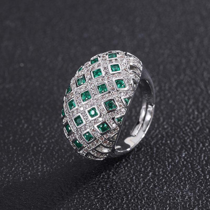 

Jewelry Ring Simulation Colored Treasure Winding Lace Geometric Texture Diamond-Set Women S Ring opening adjustable