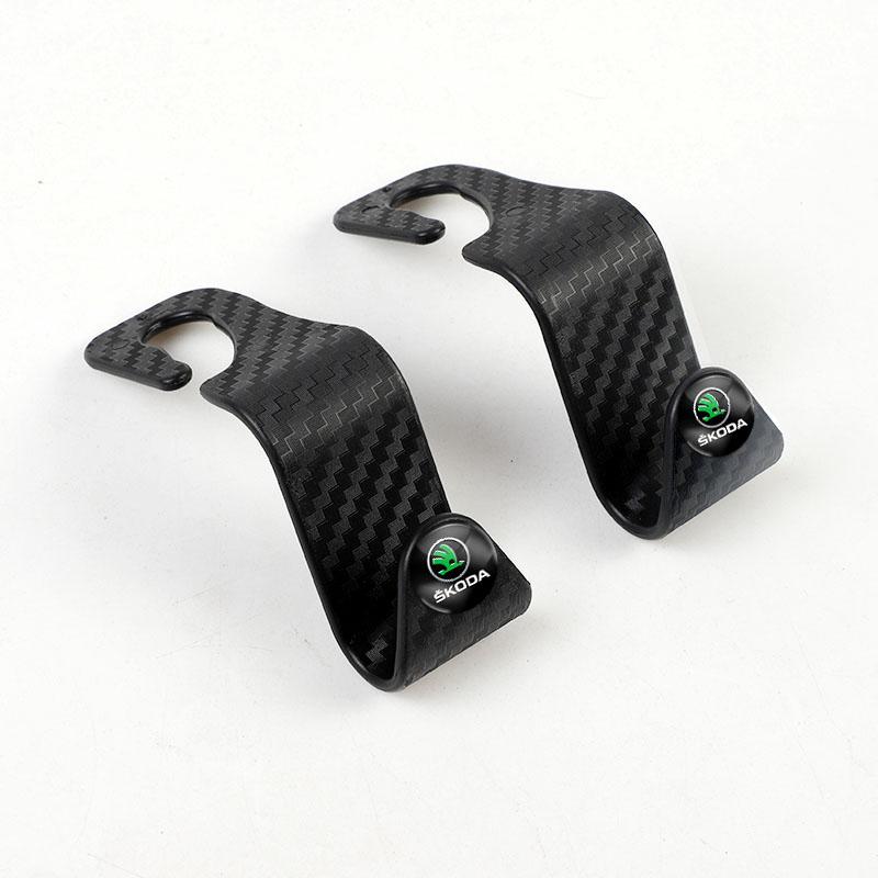 2Pcs Car Bag Clothes Hook RU7 Detachable Fastener Clip Interior Accessories For Skoda Octavia Kodiaq Fabia Superb Karoq Yeti Rapid