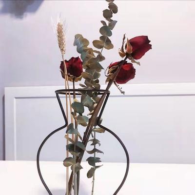 Vase en Fil de Fer Style Européen Fleur Artificielle Séchée Composition Florale Artisanat du Fer Accessoires de Fleurs Ornements Créatifs