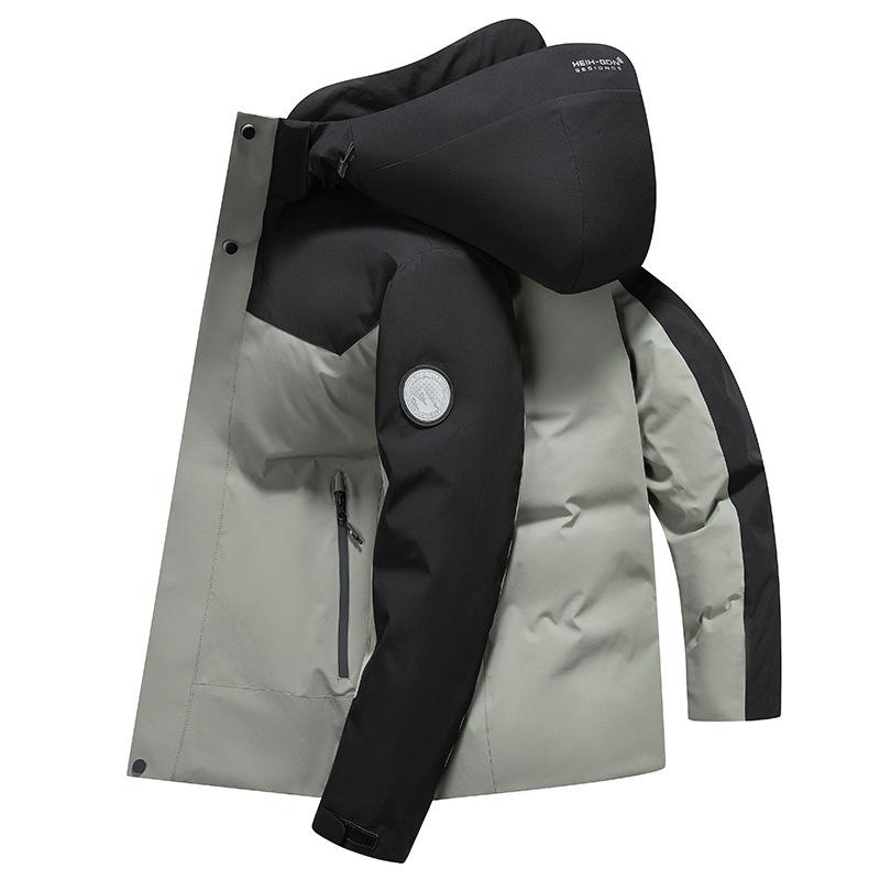 Winter New Hooded Down Jacket Men's Thickened Medium and Long Youth Down Jacket
