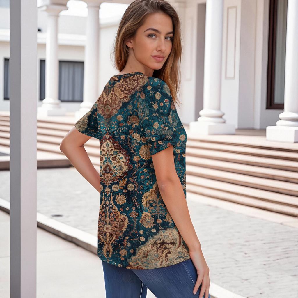 Top Estivi da Donna Bluse con Bottoni da Donna Camicie a V Casual Eleganti