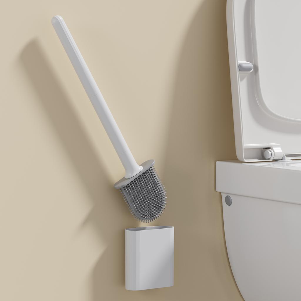 Long Handle Black Silicone Toilet Brush Flexible Cleaner Quick Drying MINI Bathroom Brush Holder Accessories