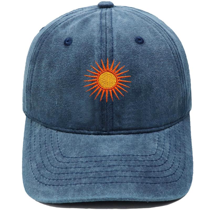 Radiant sun embroidery soft top retro dad hat bohemian outdoor outing men's and women's sunshade cap