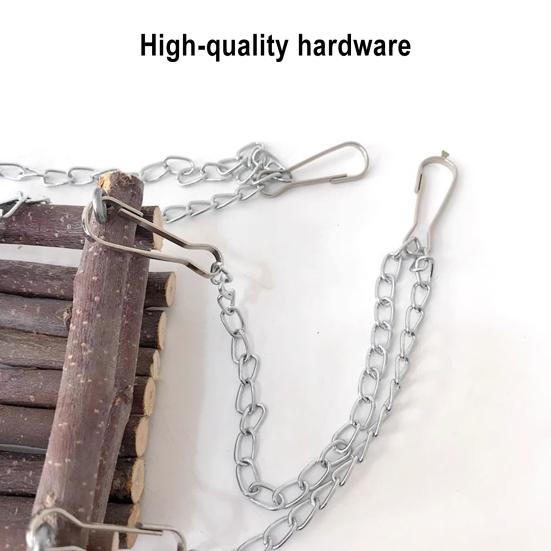 Hamster Salıncağı Doğal Ahşap Kemirme Oyuncağı Küçük Evcil Hayvan Hamak Saklanma Yeri Metal Asma Zincirleri ile Gine Domuzları Gerbiller Sincaplar İçin