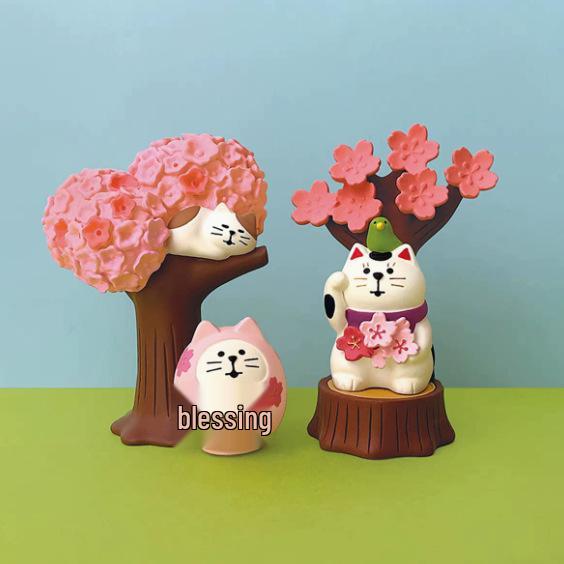 Japanese Zakka Cat Cherry Blossom Season Figure - DIY Resin Craft Gift Ornament