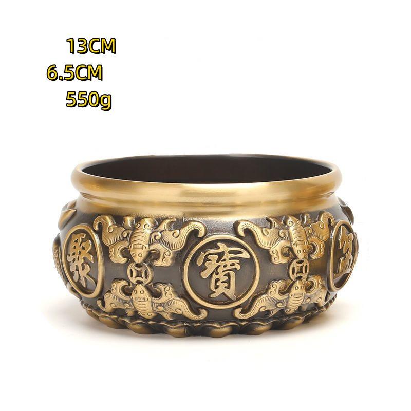 8-21CMBrass Treasure Basin Decoration Large Solid All-brass Piggy Bank Household Use Living Room Shop Can Hold Things Decoration