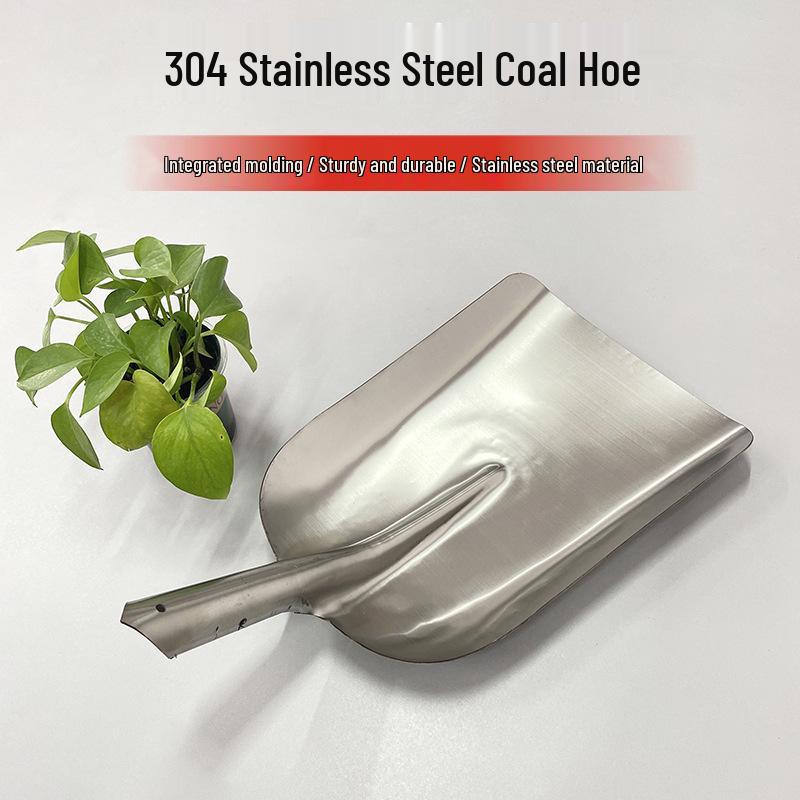 Large 304 Stainless Steel Coal Shovel with Flat Head for Farming and Outdoor Cleaning