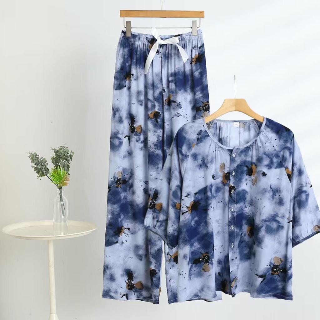 2025 Women's Floral Cotton & Linen Sun Protection Set - Shirt & Long Pants with Five-Sleeve Design