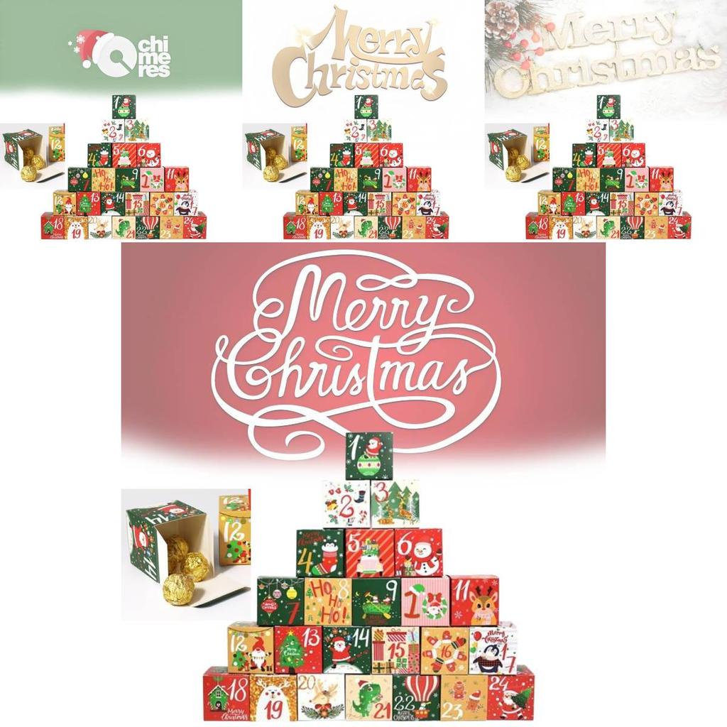 Festive Red Green And Yellow Christmas Advent Calendar Candy Box For Holiday Celebrations