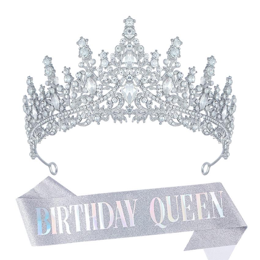 Luxury Crystal Crown & Sash Set for Birthday Girl